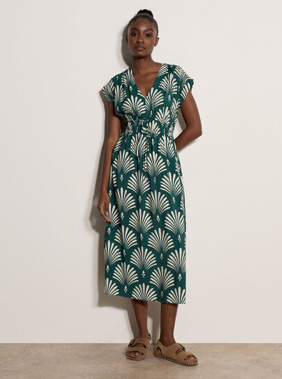 Fan Print Midaxi Dress