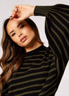 Stripe Rib Boxy Jumper, Khaki, large