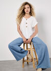 Coconut Button Layered Top, Cream, large