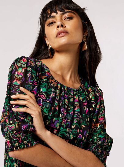 Gold Foil Paisley Top 