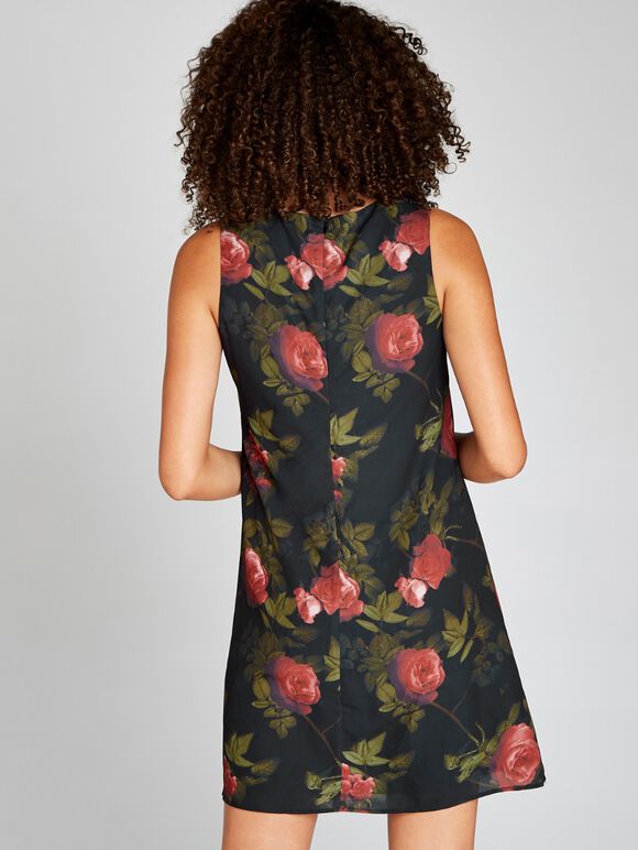 Red Gothic Rose A-Line Shift Dress, Red, large