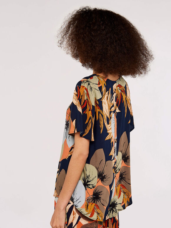 Lily Petal Button Top, Navy, large