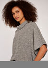 Roll Neck Ribbed Cape, Grey, large