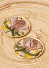 Embroidered Circle Earring, Yellow, large