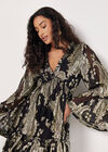 Gold Foil Paisley Mini Dress, Black, large