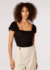 Ribbed Jersey Bodysuit, Black, large