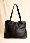 Leather Tote Bag, Black, large