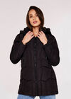 Hooded Puffer Jacket, Black, large
