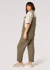 Linen Blend Relaxed Fit Dungarees, Khaki, large