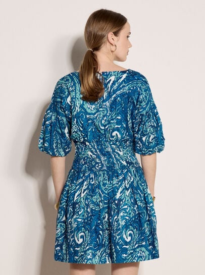 Paisley Bubble Hem Cotton Mini Dress
