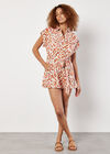 Ikat Print Utility Jumpsuit, Orange, large