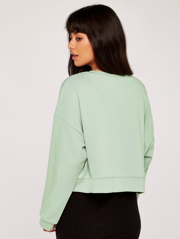 Cropped Sweatshirt, Green, large