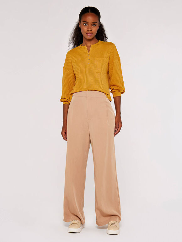 Waffle Boxy Jumper Apricot Clothing