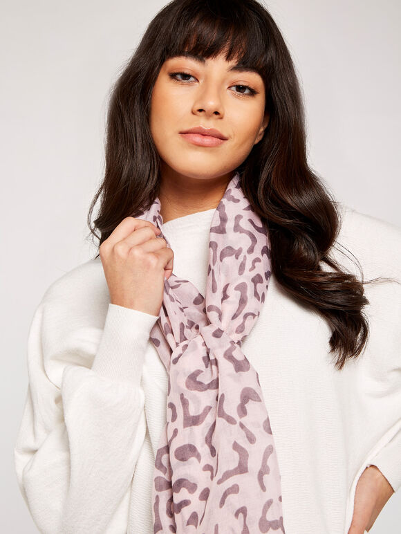 Leopard Print Scarf, Pink, large