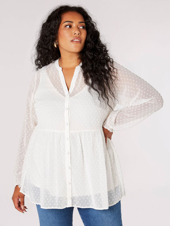 Curve Dobby Tiered Blouse | Apricot Clothing
