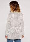 Sequin Belt Blazer, Light Grey / Silver, large