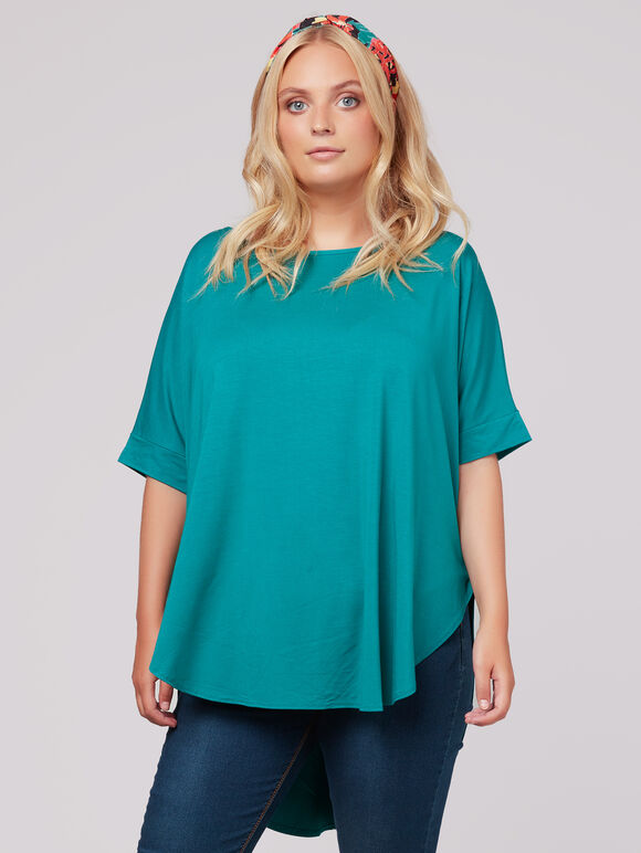 Curve Rounded Hem Top, Green, large