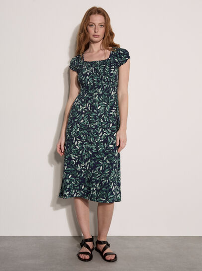 Watercolour Leaf Midi Dress