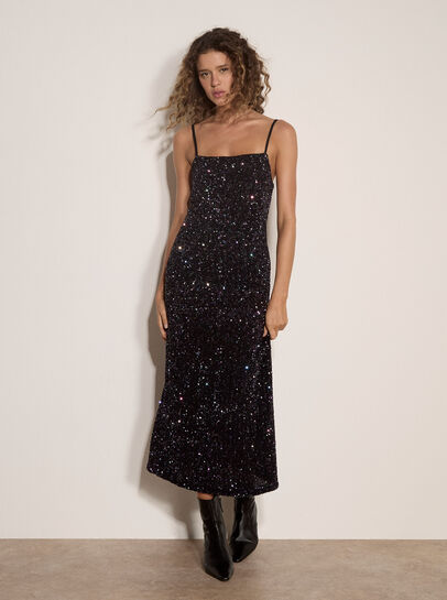 Sequin Bodycon Cami Midi Dress
