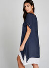 Navy Flower Double Layer Tunic Dress, Navy, large