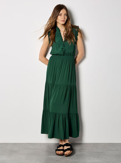 V-Neck Ruffle Tiered Maxi Dress