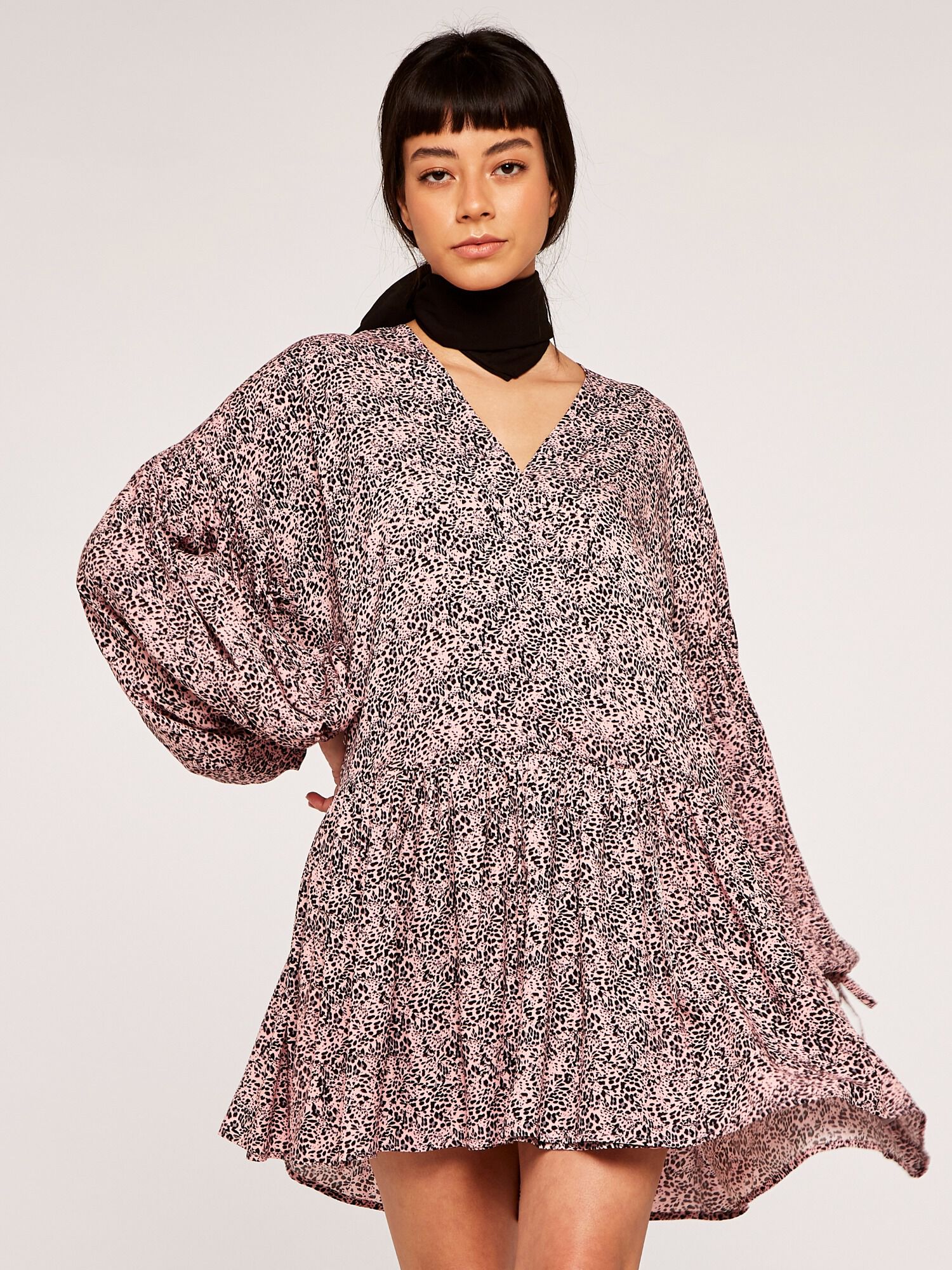 Leopard top drawstring dress