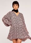 Leopard Drawstring Wrap Dress, Pink, large
