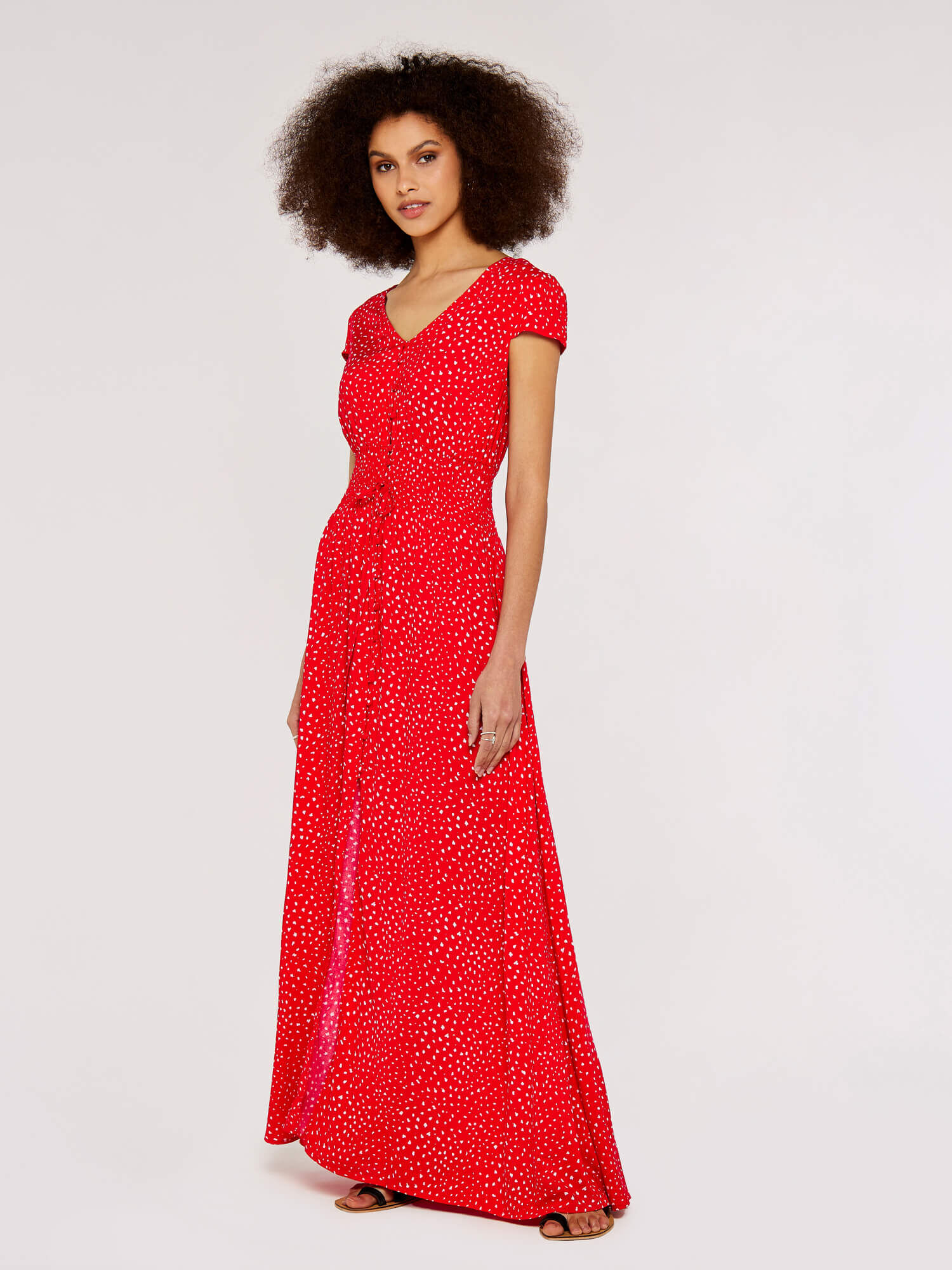 Red polka dot maxi dress uk on sale