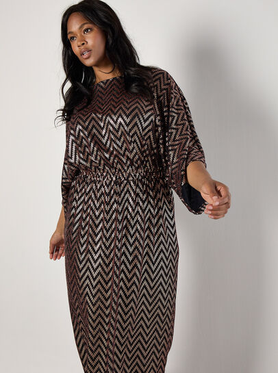 Curve Chevron Mirror Sequin Midi Dress