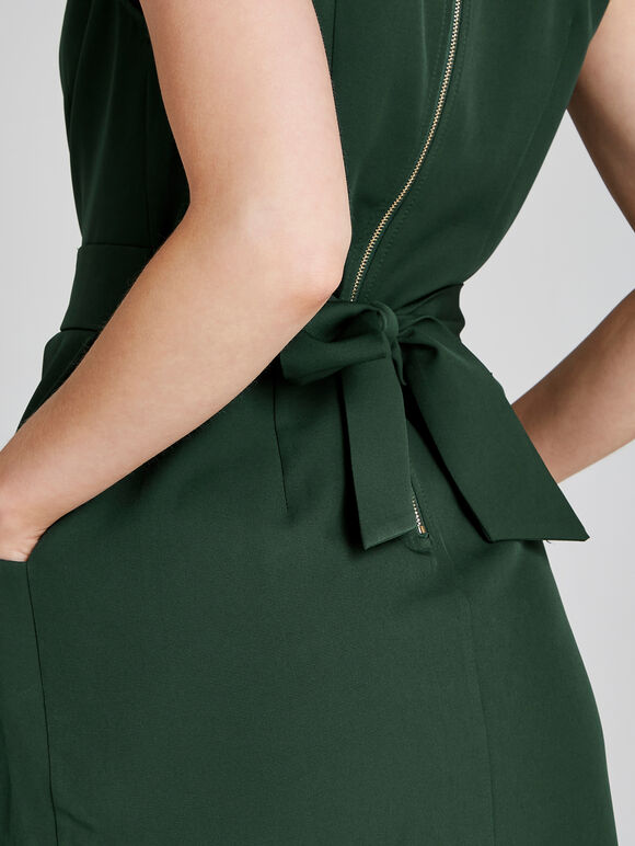 Pleat Detail Tulip Dress, Green, large