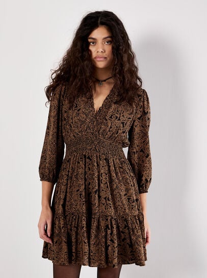 Paisley Ruffle Soft Mini Dress