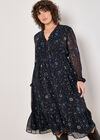 Curve Chiffon Constellation Midi Dress, Blue, large
