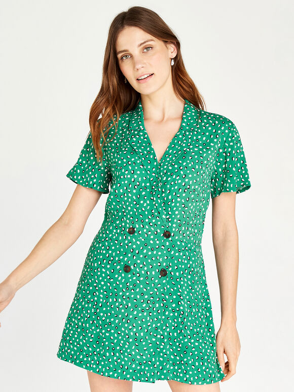 Animal Tuxedo Skort Playsuit, Green, large