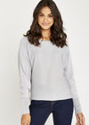 Fine Knit Lurex Batwing Jumper, Light Grey / Silver, large