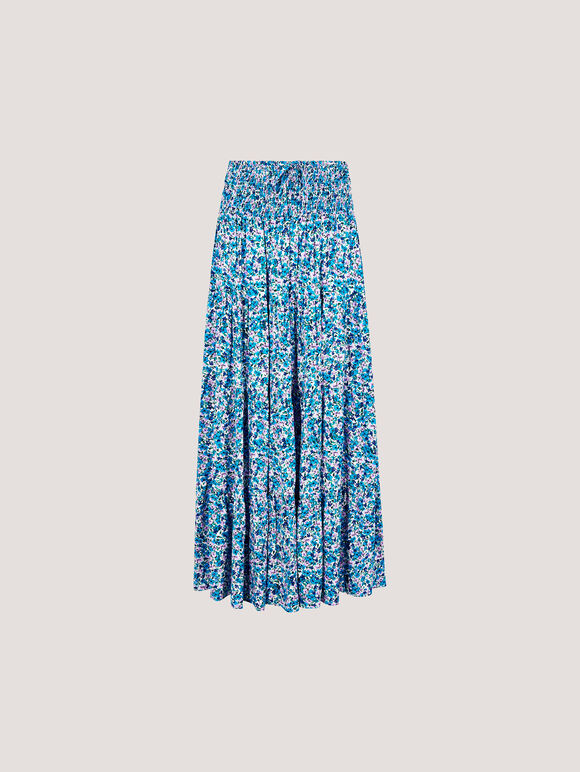Ditsy Floral Tiered Maxi Skirt, Cream, large