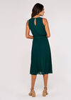 Pleated Skirt Midi Dress, Green, large