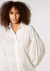 Balloon Sleeve Cotton Shirt, White, large