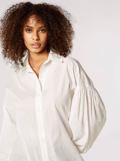 Balloon Sleeve Cotton Shirt