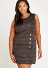 Dogtooth Button Wrap Skirt Dress+, Rust, large