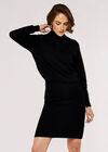 Ribbed Skirt Mini Dress, Black, large