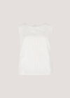 Floral Embroidered Shell Top, White, large