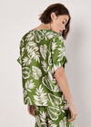 Tropical Leaf Print Satin T-Shirt, Green, large
