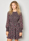 Ditsy Floral Smocked Mini Dress, Pink, large