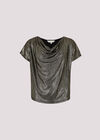 Metallic Foil Cowl Neck Top, Yellow, large