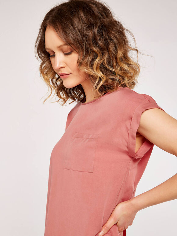 Split Back Tee, Coral, large