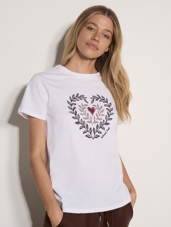 Natural Soul Slogan Cotton T-Shirt, Burgundy, large