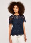  Lace Scallop Edge Top, Navy, large