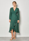 Gold Foil Polka Dot Chiffon Maxi Dress, Green, large