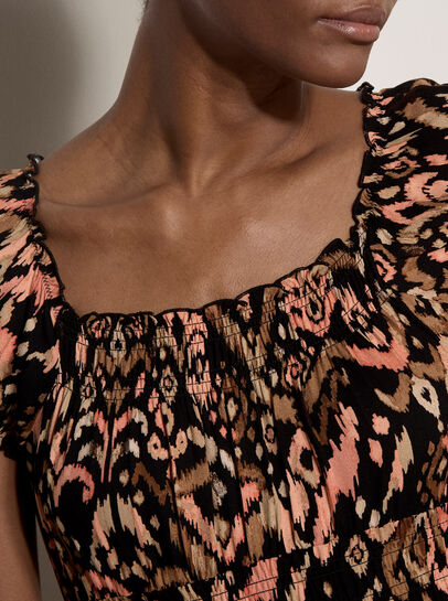 Colourful Ikat Milkmaid Mini Dress