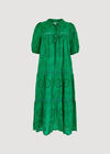 Cotton Broderie Tiered Midi Dress, Green, large